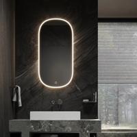 Spiegel Martens & Meijer Tampa Ovaal 45x105 cm met Directe & Indirecte Verlichting Rondom, Incl. Spiegelverwarming & Dimbare Touch