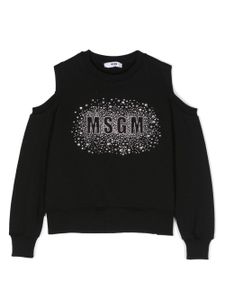 MSGM Kids sweat strassé à épaules dénudées - Noir