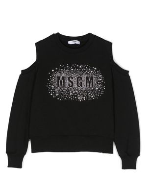MSGM Kids sweat strassé à épaules dénudées - Noir