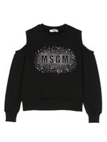 MSGM Kids sweat strassé à épaules dénudées - Noir