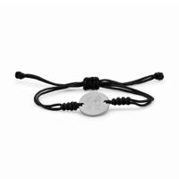Graveerbare kindertekening mannen armband zwart touw - Stainless steel ZILVER - Zilver