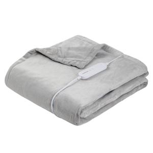 Inventum HB185G - Elektrische omslagdeken - Warmtedeken - 1 persoons - 180 x 130 cm - Fleece - Lichtgrijs