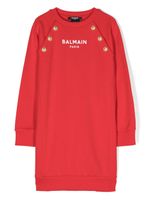 Balmain Kids robe-sweat à boutons décoratifs - Rouge