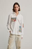 Bedrukte gaugin-blouse - WHITE - M