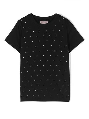 Mariuccia Milano Kids T-shirt verfraaid met stras - Zwart