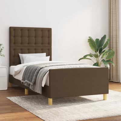 Bedframe met hoofdeinde stof donkerbruin 90x190 cm