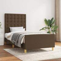 Bedframe met hoofdeinde stof donkerbruin 90x190 cm