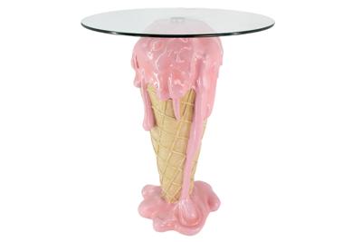 Bistrobartafel ICE CREAM 75cm met gehard glas, roze beige - 48038