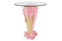Bistrobartafel ICE CREAM 75cm met gehard glas, roze beige - 48038