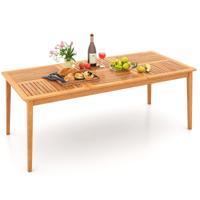 200x90cm Tuintafel Acaciahout Grote Terrastafel voor 8 Personen Rechthoekige Balkontafel met Paraplugat Houten Tafel Eettafel voor Buiten