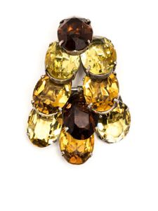 Christian Dior Pre-Owned broche à ornements en cristal - Jaune