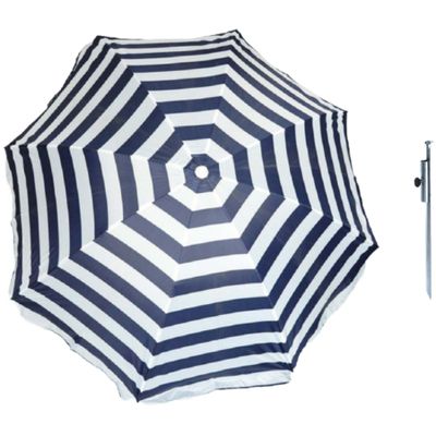 Parasol - blauw/wit - D120 cm - incl. draagtas - parasolharing - 49 cm