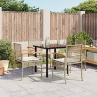5-delige Tuinset met kussens poly rattan beige