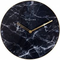 NeXtime - Marble - Klok - Glas - Ø40 cm - Zwart/Goud - thumbnail