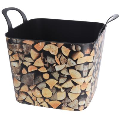 Storage Solutions Haardblokken houtblokken flexibele opberg emmer - mand - 53 x 40 x 38 cm