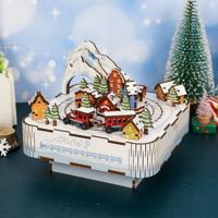 Tone-Cheer muziekdoosje Sneeuw Trein DIY Modelbouw Knutselen