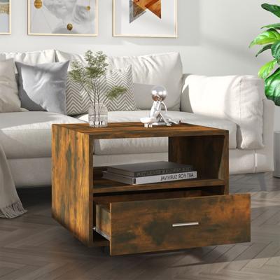 Salontafel 55x55x40 cm bewerkt hout gerookt eikenkleurig