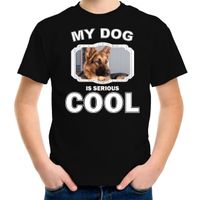 Honden liefhebber shirt Duitse herder my dog is serious cool zwart voor kinderen XL (158-164)  - - thumbnail