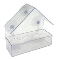 Haushaltshelden Vogel voederhuisje raam - transparant - kunststof - vogelzaad vogelhuisje