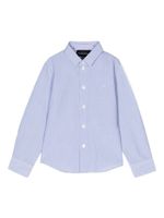 Emporio Armani Kids chemise rayée à logo brodé - Bleu