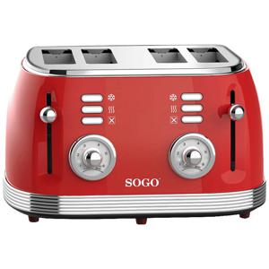 SOGO Human Technology Broodrooster voor 4 sneden Controlelampje, Toastfunctie Rood (metallic)