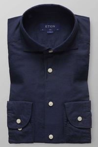 ETON Slim Fit Overhemd Marine, Effen