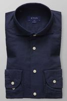 ETON Slim Fit Overhemd Marine, Effen - thumbnail