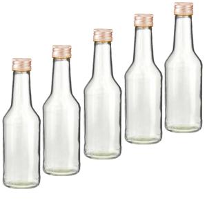 Fles - Set van 50x stuks - met schroefdop - transparant - 200 ml - glas