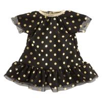 Corolle Ma zwarte popppenjurk met gouden stippen - 36cm