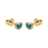 Karma Oorbellen Zirconia Turquoise Heart | Goud