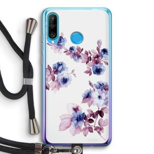 Waterverf bloemen: Huawei P30 Lite Transparant Hoesje met koord