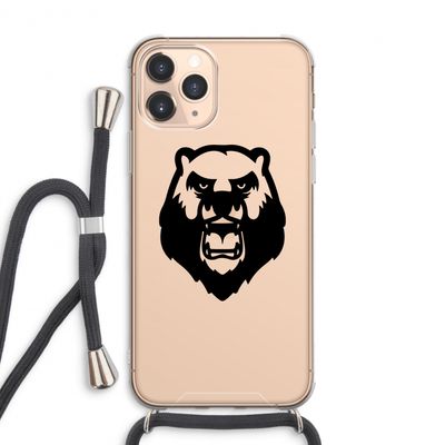 Angry Bear (black): iPhone 11 Pro Max Transparant Hoesje met koord