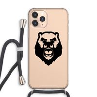 Angry Bear (black): iPhone 11 Pro Max Transparant Hoesje met koord