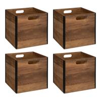 Kast opbergmand/kastmand - 4x - donkerbruin - 29 liter - mdf hout - 31 x 31 x 31 cm - inklapbaar