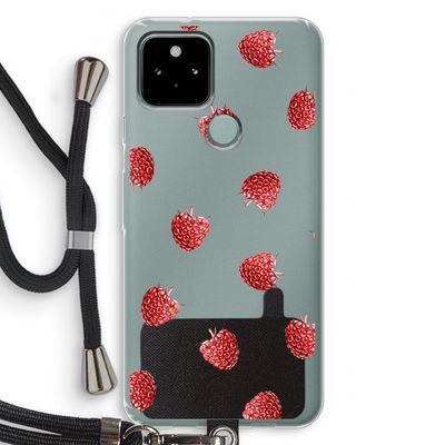 Framboosjes: Pixel 5 Transparant Hoesje met koord