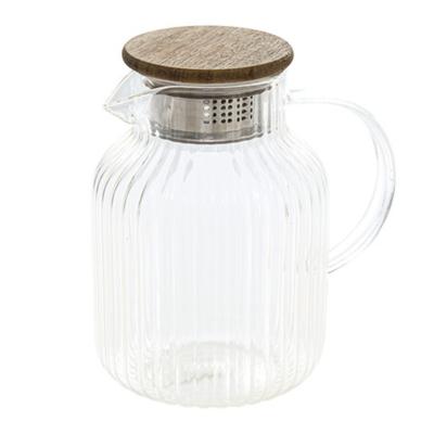 Theepot met infuser - glas - met deksel - transparant - 1,6 liter