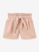 Meisjesshort met ceintuur in de taille lichtroze