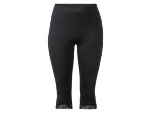 esmara Dames capri legging (XL (48/50), Zwart met kanten details)