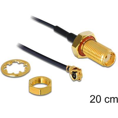 Delock WiFi-antenne Aansluitkabel [1x SMA-bus - 1x IPEX-stekker] 0.2 m Zwart