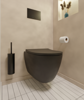 Luca Varess Vinto hangend toilet mat zwart open spoelrand met dunne wc-bril, inclusief isolatieset - thumbnail