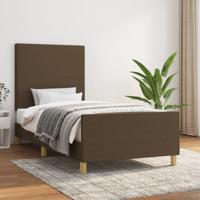 Bedframe zonder matras 90x190 cm stof donkerbruin