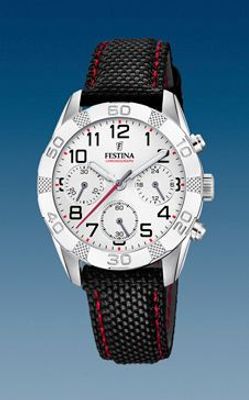 Horlogeband Festina F20346-1 / F20346-3 Leder/Textiel Zwart 18mm