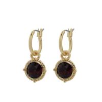 Biba Hang Oorbellen Goud met Swarovski Steentje Burgundy