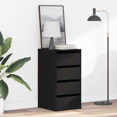 Ladekast met lade Zwart eiken 40 x 41 x 76 cm Bewerkt hout