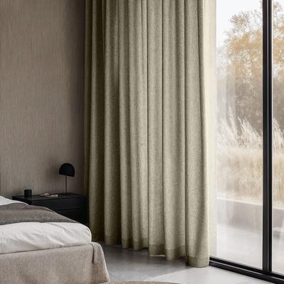 Gordijnen met Linnen Look - Haken of Ringen - Beige maat: 250 x 150 cm - materiaal: Polyether/Velours - Dekbed-Discounter.nl