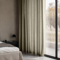 Gordijnen met Linnen Look - Haken of Ringen - Beige maat: 250 x 150 cm - materiaal: Polyether/Velours - Dekbed-Discounter.nl