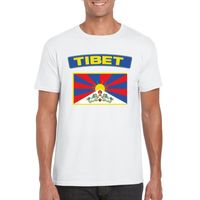 T-shirt met Tibetaanse vlag wit heren