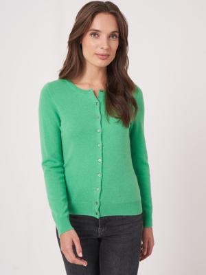 Basic organisch cashmere vest met ronde hals