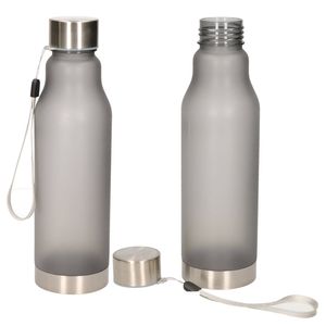 Waterfles/drinkfles/sportfles - 2x - zwart - kunststof - rvs - 600 ml - Drinkflessen