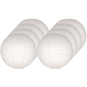 8x Witte bol bruiloft versiering lampionnen 25 cm